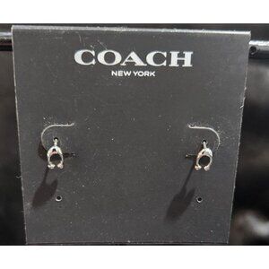 NEW Coach Silver-Tone Classic "C" Logo Stud Earrings